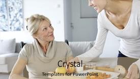  Presentation with helping - PPT layouts with helping senior woman at home background and a coral colored foreground