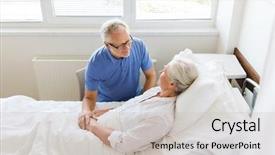  Presentation with senior care - Colorful slide deck enhanced with helping sick - medicine age support health care backdrop and a soft green colored foreground