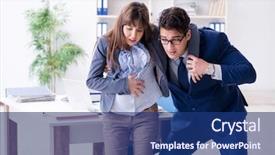  Presentation with helping - Slide set enhanced with helping sick - pregnant woman struggling background and a ocean colored foreground