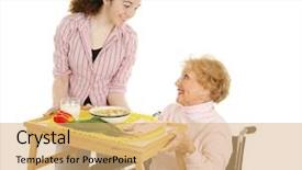  Presentation with camp volunteer orientation - PPT layouts featuring helping sick - teen volunteer serving soup background and a coral colored foreground