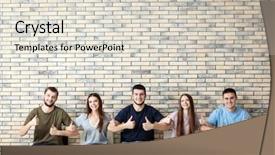  Presentation with people unity - Audience pleasing presentation theme consisting of helping students achieve - group of young people sitting backdrop and a light gray colored foreground