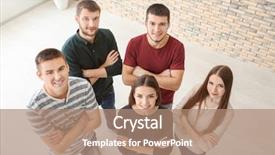  Presentation with people unity - Colorful presentation theme enhanced with helping students achieve - group of young people standing backdrop and a coral colored foreground