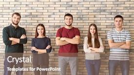  Presentation with people unity - Presentation theme featuring helping students achieve - group of young people standing background and a coral colored foreground