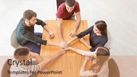  Presentation with hands holding - Cool new presentation theme with helping students achieve - people holding hands together backdrop and a  colored foreground