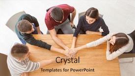  Presentation with hands holding - Beautiful presentation featuring helping students achieve - people holding hands together backdrop and a  colored foreground