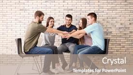  Presentation with people unity - Slides featuring helping students achieve - people putting hands together indoors background and a coral colored foreground