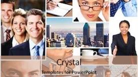  Presentation with meeting - Presentation enhanced with helping success - business people meeting background and a coral colored foreground