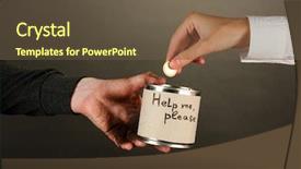  Presentation with homeless - PPT theme having helping the homeless on black background close-up background and a tawny brown colored foreground