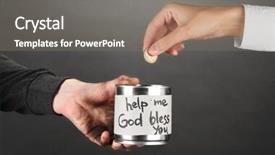  Presentation with homeless - Presentation theme consisting of helping the homeless on black background close-up background and a gray colored foreground