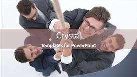  Presentation with team leader - Cool new slide deck with helping the leader to climb backdrop and a  colored foreground