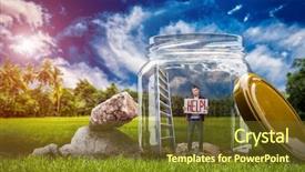  Presentation with person help sign poverty - Audience pleasing slide set consisting of helpless man with help sign backdrop and a tawny brown colored foreground
