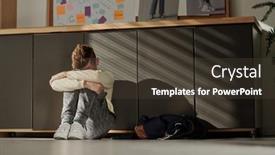  Presentation with school bullying - Presentation theme having helpless-secondary-school-pupil-sitting background and a tawny brown colored foreground