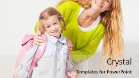  Presentation with child support - Audience pleasing slides consisting of helps her daughter get ready backdrop and a lemonade colored foreground