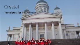  Presentation with choir - Amazing PPT theme having helsinki-finland-november-25-2018 backdrop and a teal colored foreground