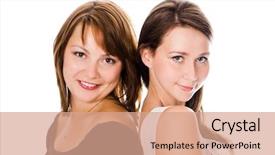  Presentation with beauty - Presentation theme having helth - beauty couple woman portrait background and a coral colored foreground