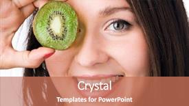 Presentation with kiwi - Presentation theme featuring helth - beauty woman with kiwi background and a coral colored foreground