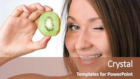  Presentation with kiwi - Amazing theme having helth - beauty woman with kiwi backdrop and a red colored foreground