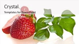  Presentation with fresh strawberry glass of berry - PPT layouts with helth - leaf and strawberry fresh berries background and a  colored foreground