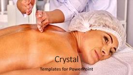  Presentation with middle ages - Audience pleasing presentation theme consisting of helth - woman middle-aged wearing cosmetic hat backdrop and a coral colored foreground