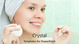  Presentation with clean - Audience pleasing presentation theme consisting of helth - young beauty woman clean teeth backdrop and a  colored foreground