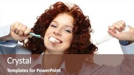  Presentation with clean - Presentation theme having helth - young beauty woman clean teeth background and a tawny brown colored foreground