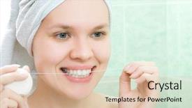  Presentation with indian woman face beauty - Audience pleasing presentation theme consisting of helth - young beauty woman clean teeth backdrop and a lemonade colored foreground