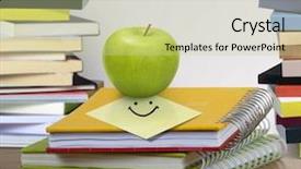  Presentation with apple on open books - Cool new PPT theme with helth education - books and apple backdrop and a soft green colored foreground