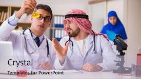  Presentation with diversity - Cool new slide deck with helth education - diversity concept with doctors backdrop and a light blue colored foreground