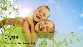  Presentation with happy kids - Colorful presentation enhanced with helth education - happy kids sister and brother backdrop and a yellow colored foreground