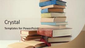  Presentation with grey - Presentation design enhanced with helth education - heap of books on grey background and a soft green colored foreground