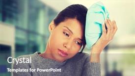  Presentation with plastic bag for umbrella - Colorful slide deck enhanced with helth education - woman with ice bag having backdrop and a dark gray colored foreground