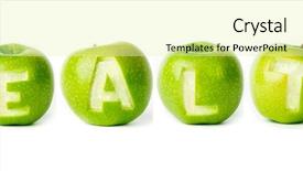  Presentation with green apples - Slide set featuring helth education - word health made of green background and a blonde colored foreground