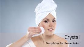  Presentation with health woman running female runner - Audience pleasing theme consisting of helthcare - young healthy and beautiful woman backdrop and a  colored foreground