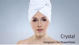  Presentation with beautiful young woman getting face - Theme having helthcare - young healthy and beautiful woman background and a  colored foreground