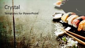  Presentation with rustic - Slide deck enhanced with helthy - closeup of fresh sushi background and a soft green colored foreground