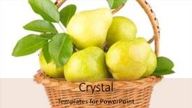  Presentation with white green - Slide set having helthy - green pears in a basket background and a  colored foreground