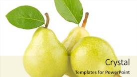  Presentation with white green - Audience pleasing presentation design consisting of helthy - ripe green pears isolated backdrop and a  colored foreground