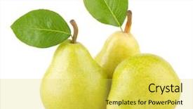  Presentation with white green - Audience pleasing slide set consisting of helthy - ripe green pears isolated backdrop and a  colored foreground