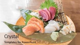  Presentation with japanese - Presentation design enhanced with helthy - sashimi grand luxuary japanese cuisine background and a  colored foreground