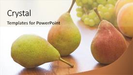  Presentation with sweet - Theme enhanced with helthy - summer fruits on table sweet background and a blonde colored foreground