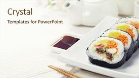  Presentation with green tea - Audience pleasing PPT layouts consisting of helthy - sushi set green tea backdrop and a cream colored foreground