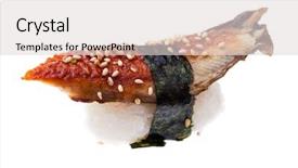  Presentation with traditional food romanian - PPT layouts having helthy - traditional eel sushi isolated background and a  colored foreground