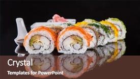  Presentation with sushi - Presentation theme consisting of helthy - various kind of sushi food background and a tawny brown colored foreground