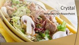  Presentation with tuna - Presentation design consisting of helthy mixed salad with tuna background and a  colored foreground