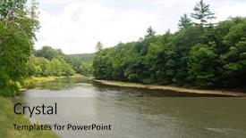  Presentation with river forest village - Amazing slide set having clarion river in cook forest backdrop and a violet colored foreground