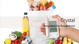  Presentation with glucometer - PPT theme enhanced with hemoglobin - male hand holding glucometer background and a lemonade colored foreground