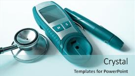  Presentation with blood - Theme having hemoglobin - stethoscope and device for measuring background and a light blue colored foreground
