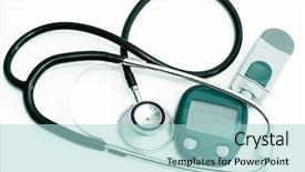  Presentation with blood - Colorful PPT theme enhanced with hemoglobin - stethoscope and device for measuring backdrop and a light blue colored foreground