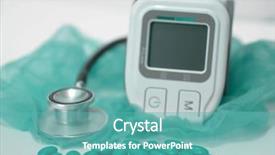  Presentation with blood - Presentation consisting of hemoglobin - stethoscope device for measuring blood background and a teal colored foreground