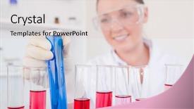  Presentation with lab test - Slide set featuring hemophilia - attractive red-haired female holding background and a lemonade colored foreground